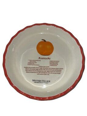 Scalloped Pumpkin Pie Dish Plate w/Recipe Orange Western Village Peppermill Oven